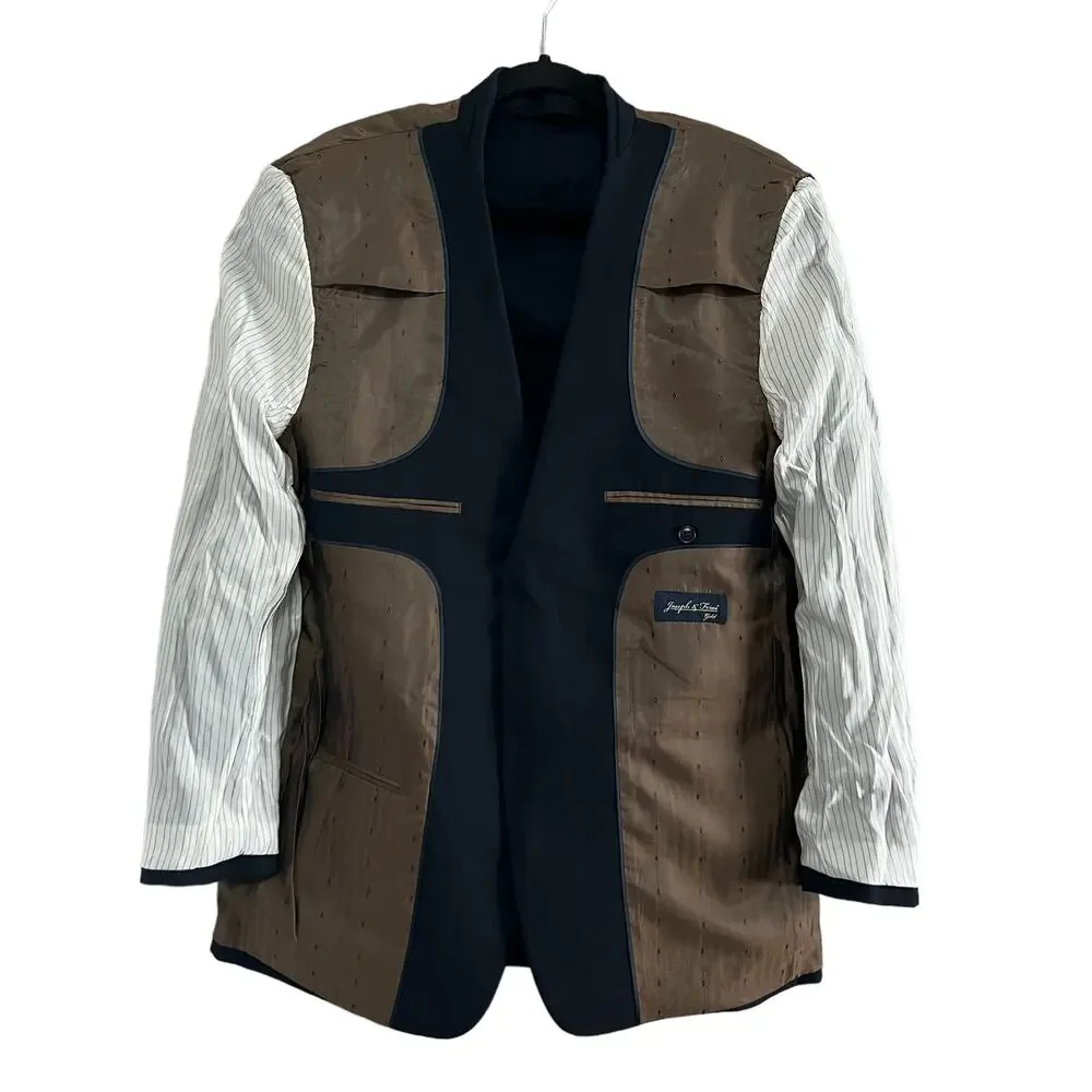 Joseph & Feiss Gold Navy Solid Single Breasted 2 Button Sport Coat Blazer 40 R